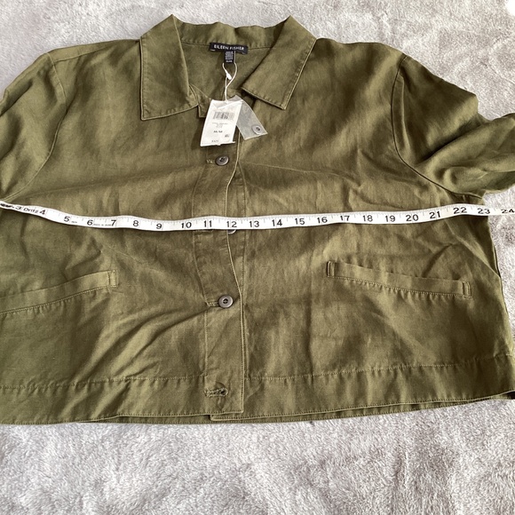 NWT Eileen Fisher crop linen jacket oversize size M - Picture 3 of 9